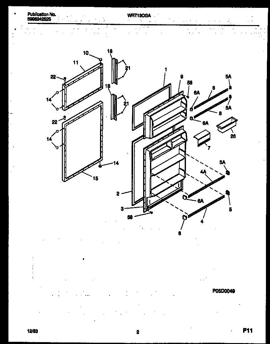 White-Westinghouse WRT13CGAW0 door parts diagram