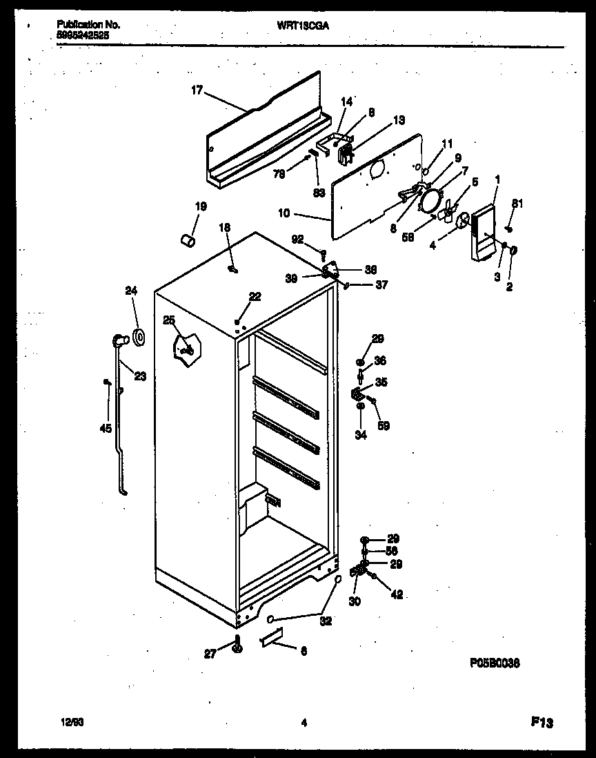 White-Westinghouse WRT13CGAW0 cabinet parts diagram