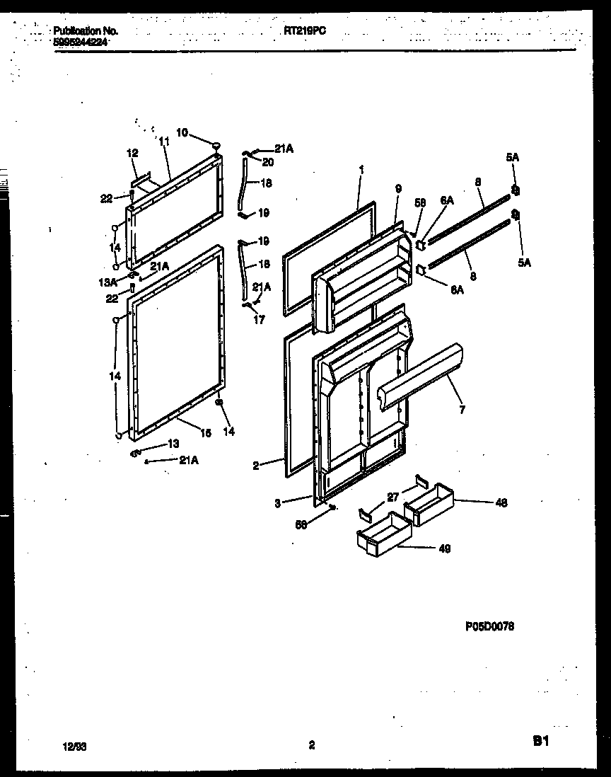 White-Westinghouse RT219PCW1 door parts diagram