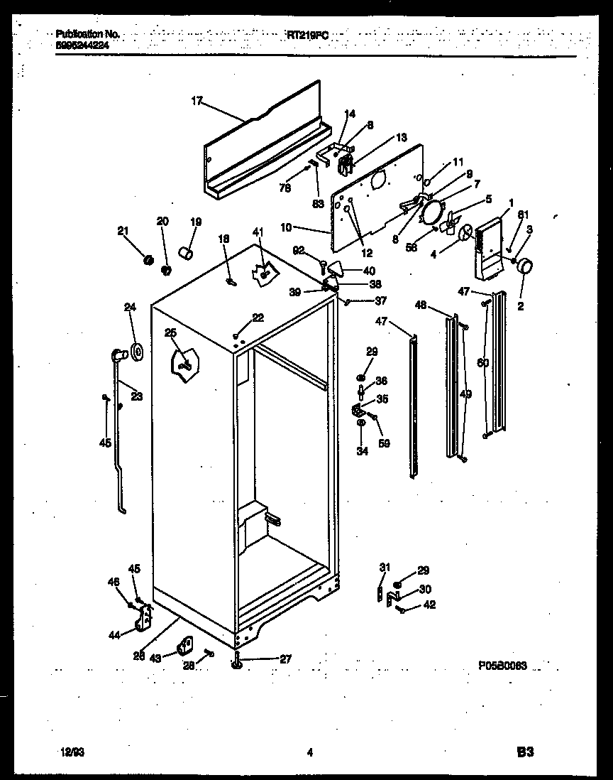 White-Westinghouse RT219PCW1 cabinet parts diagram