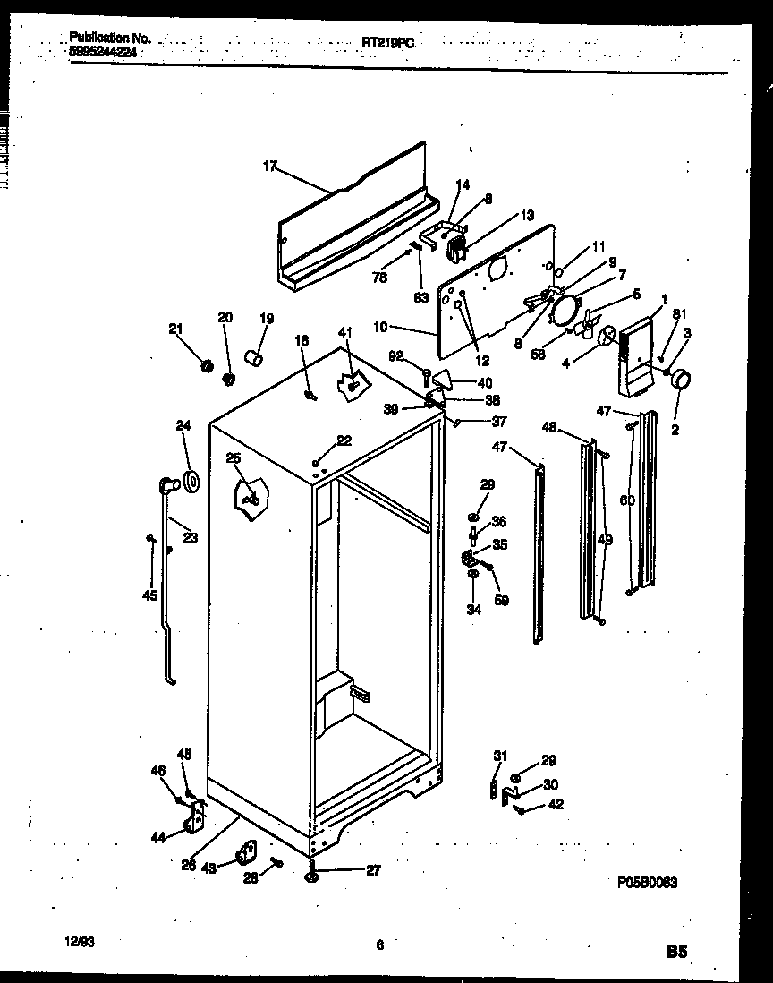 White-Westinghouse RT219PCW1 cabinet parts diagram