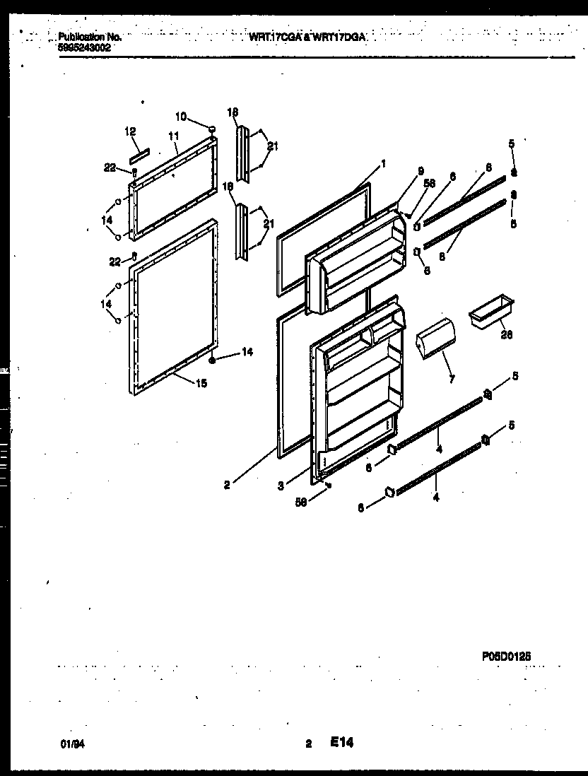 White-Westinghouse WRT17DGAW0 door parts diagram