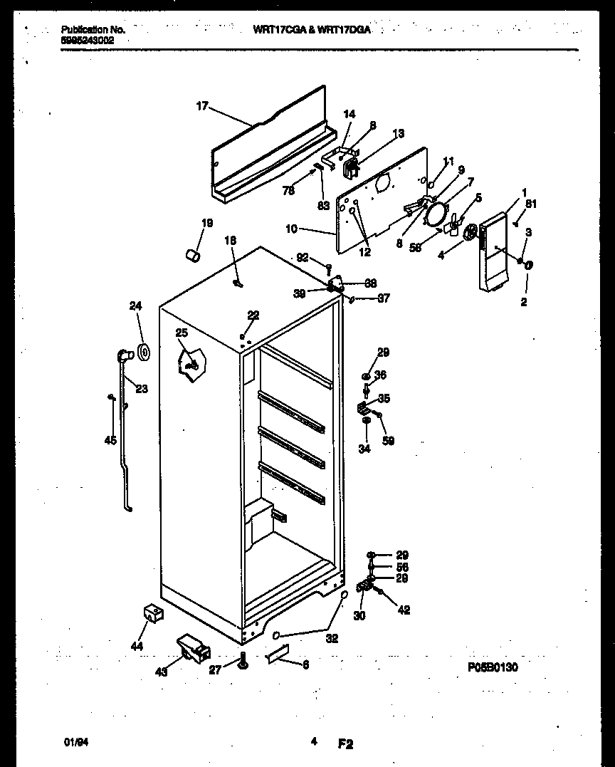 White-Westinghouse WRT17DGAW0 cabinet parts diagram