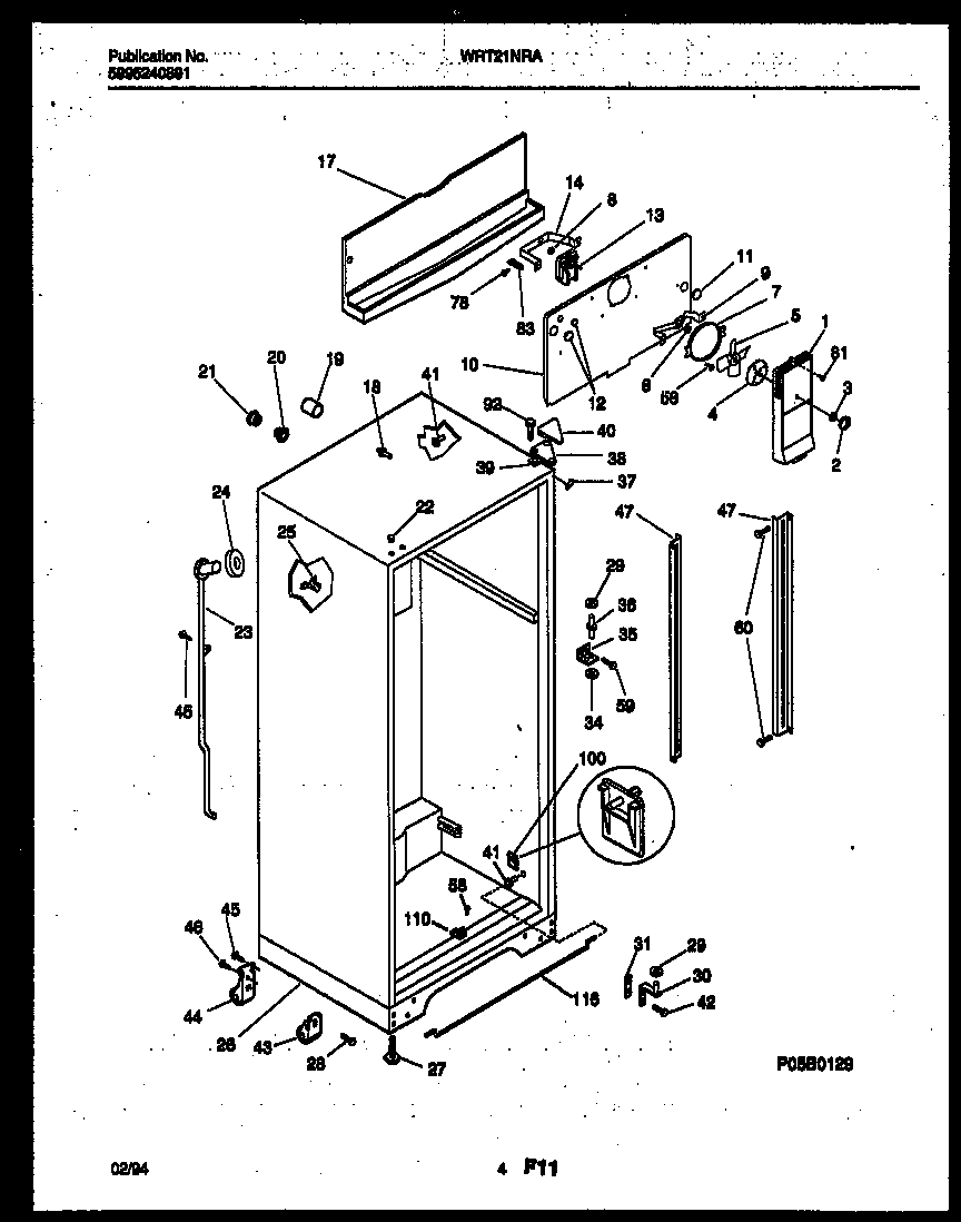White-Westinghouse WRT21NRAW0 cabinet parts diagram