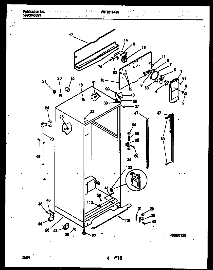 White-Westinghouse WRT21NRAW0 cabinet parts diagram