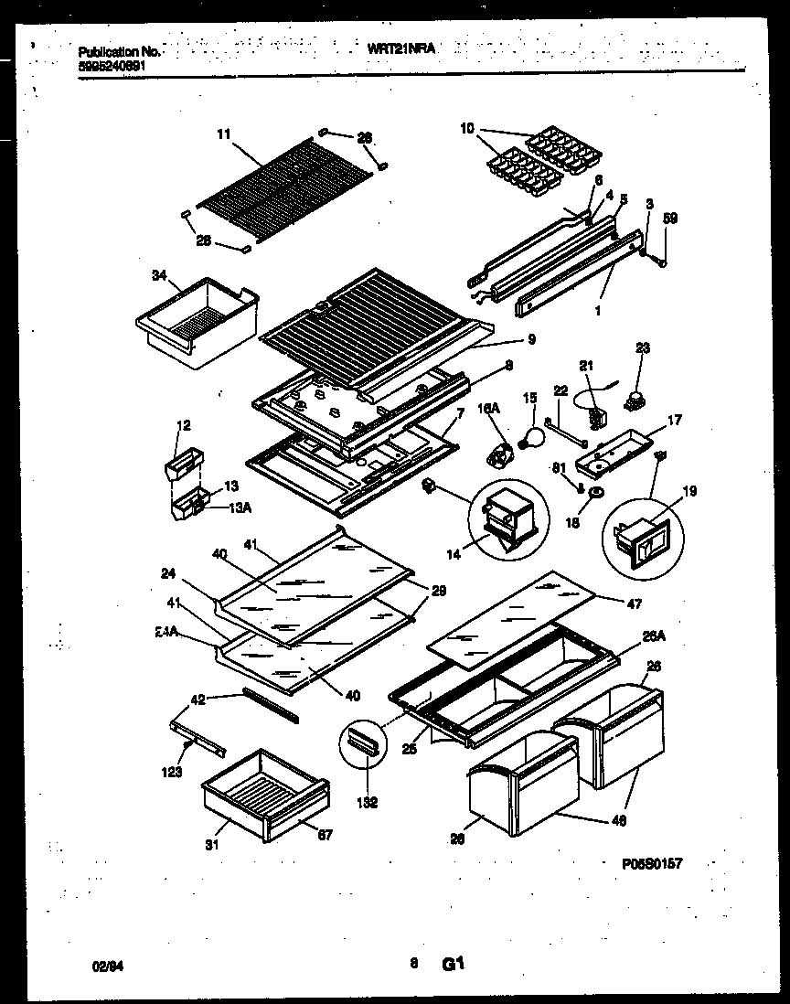 White-Westinghouse WRT21NRAW0 shelves and supports diagram