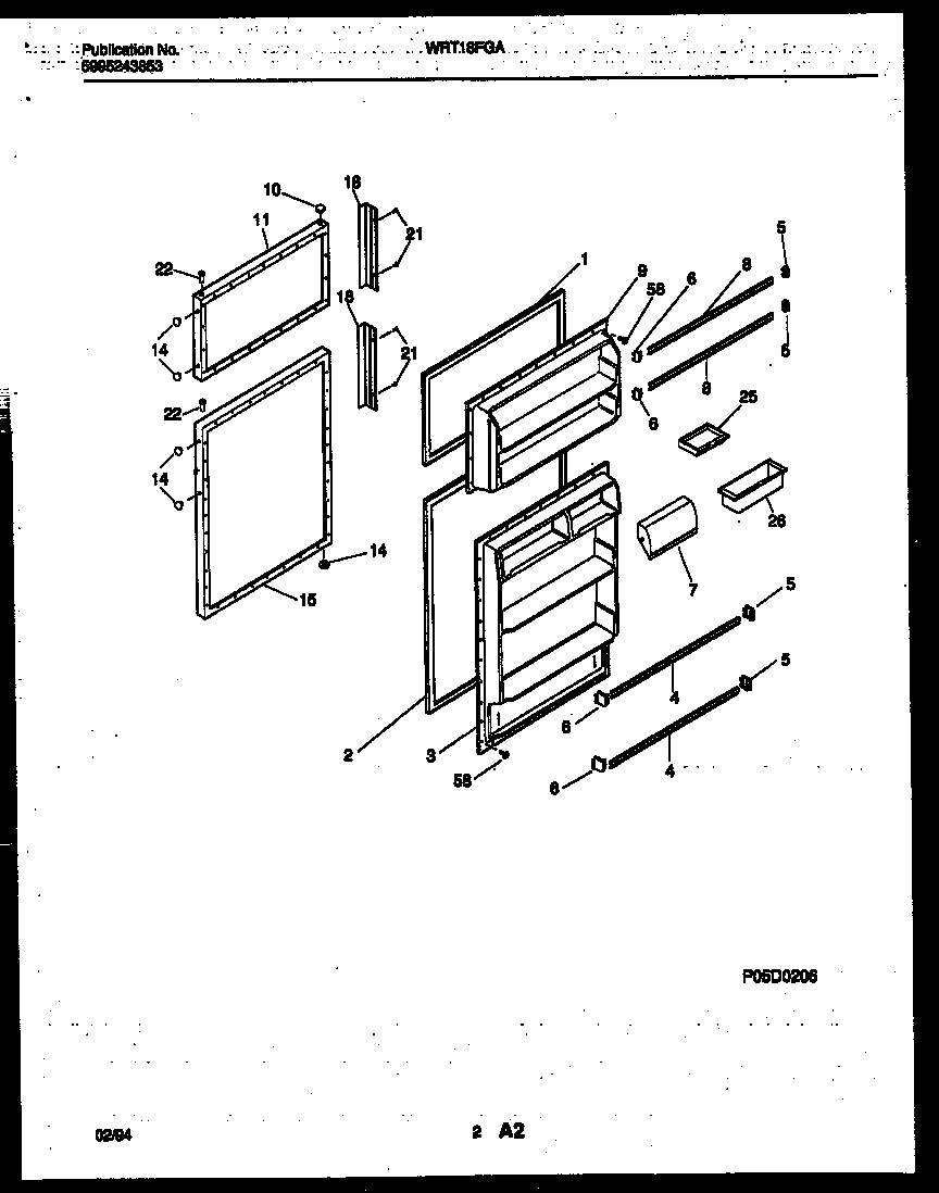 White-Westinghouse WRT18FGAW1 door parts diagram