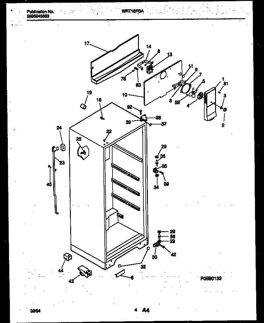 White-Westinghouse WRT18FGAW1 cabinet parts diagram