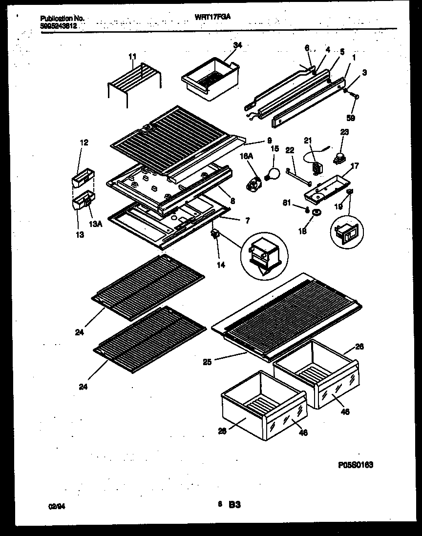 White-Westinghouse WRT17FGAZ0 shelves and supports diagram
