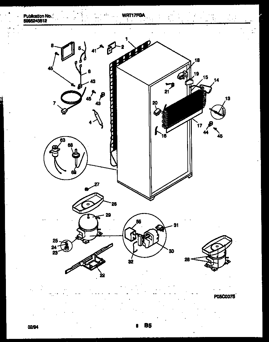 White-Westinghouse WRT17FGAZ0 system and automatic defrost parts diagram