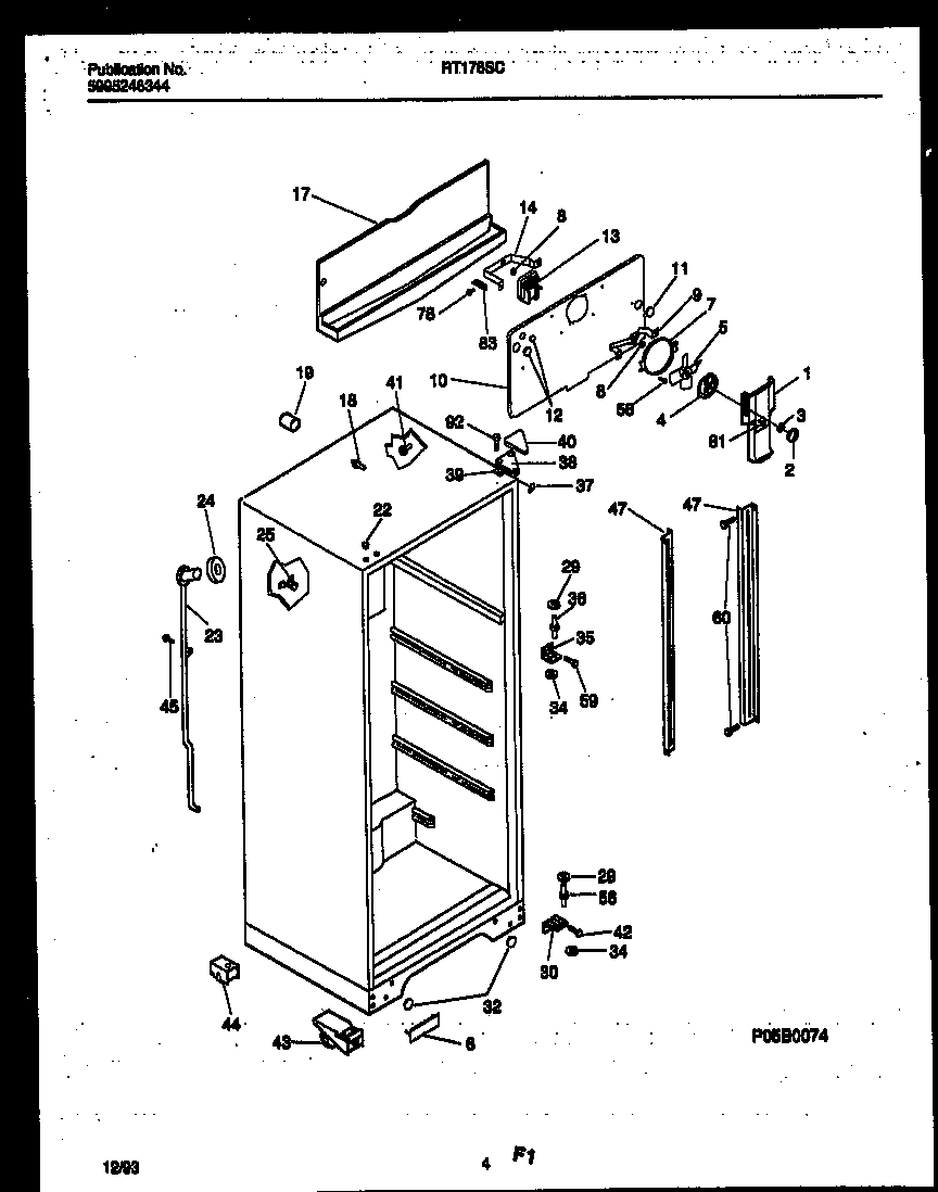 White-Westinghouse RT178SCW1 cabinet parts diagram