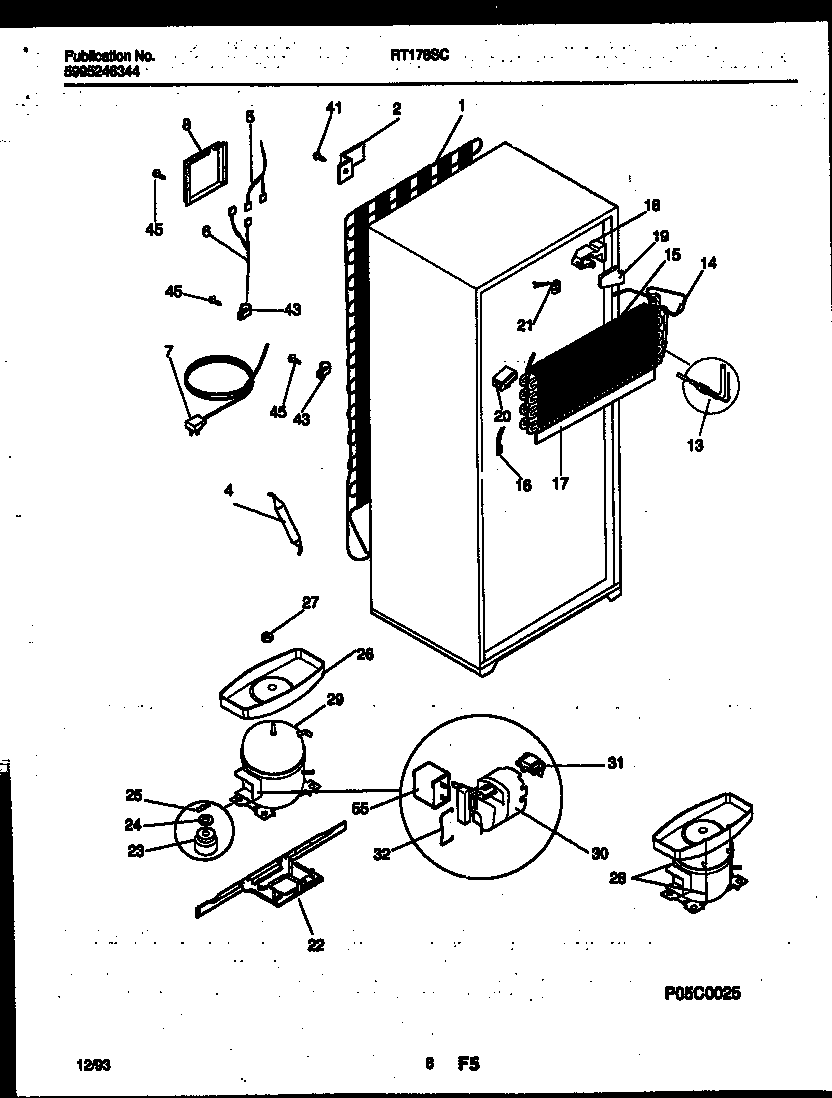 White-Westinghouse RT178SCW1 system and automatic defrost parts diagram