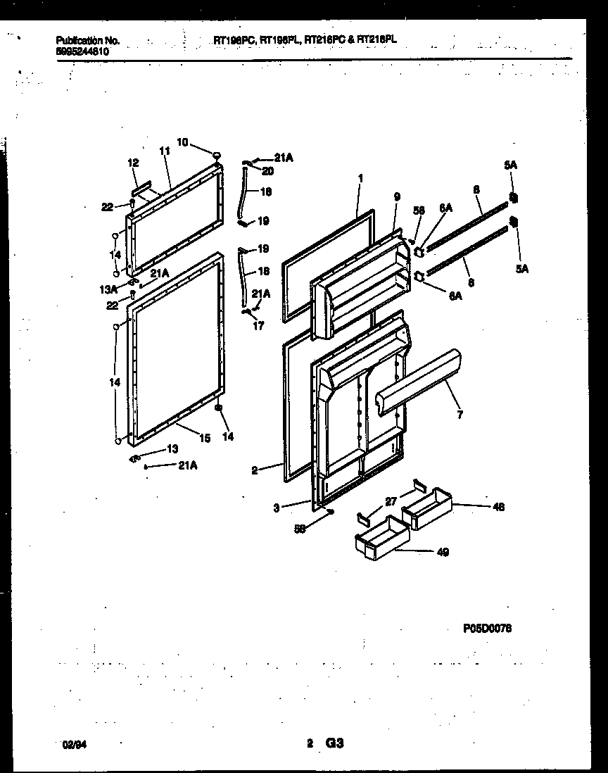 White-Westinghouse RT216PLD1 door parts diagram