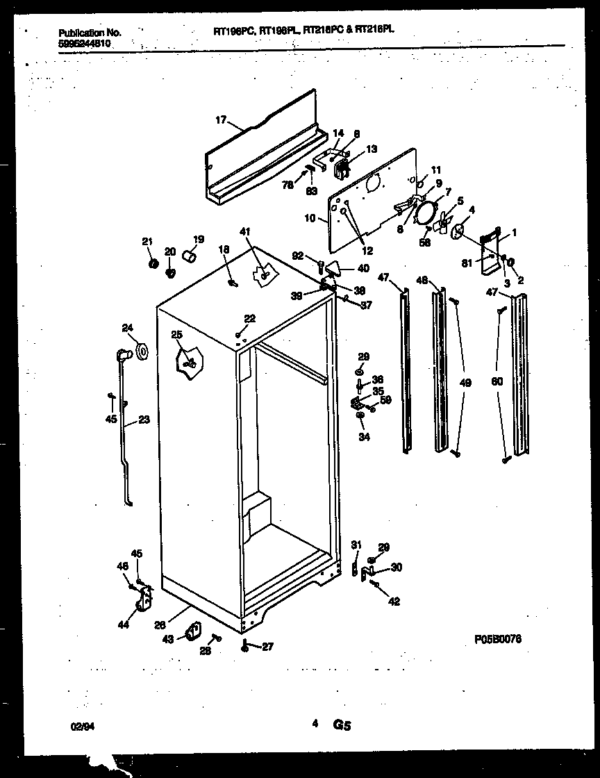 White-Westinghouse RT216PLD1 cabinet parts diagram