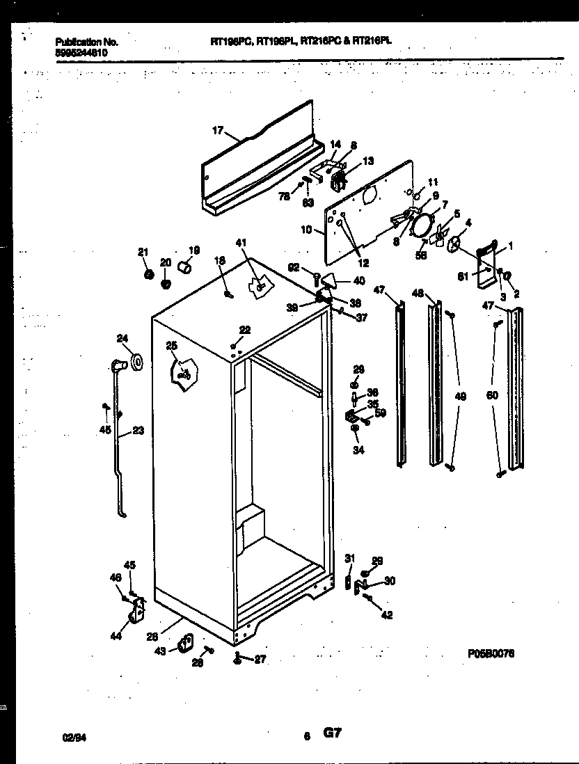 White-Westinghouse RT216PLD1 cabinet parts diagram