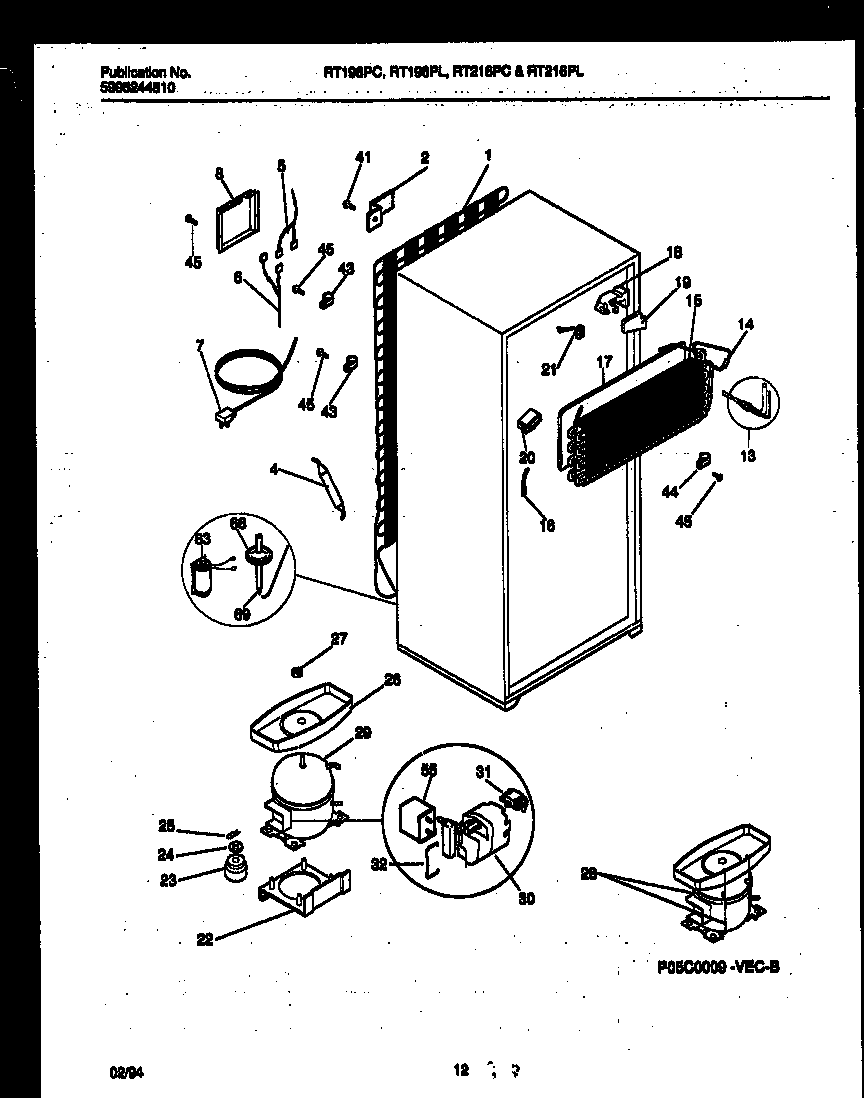 White-Westinghouse RT216PLD1 system and automatic defrost parts diagram