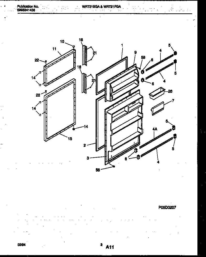 White-Westinghouse WRT21BGAD0 door parts diagram