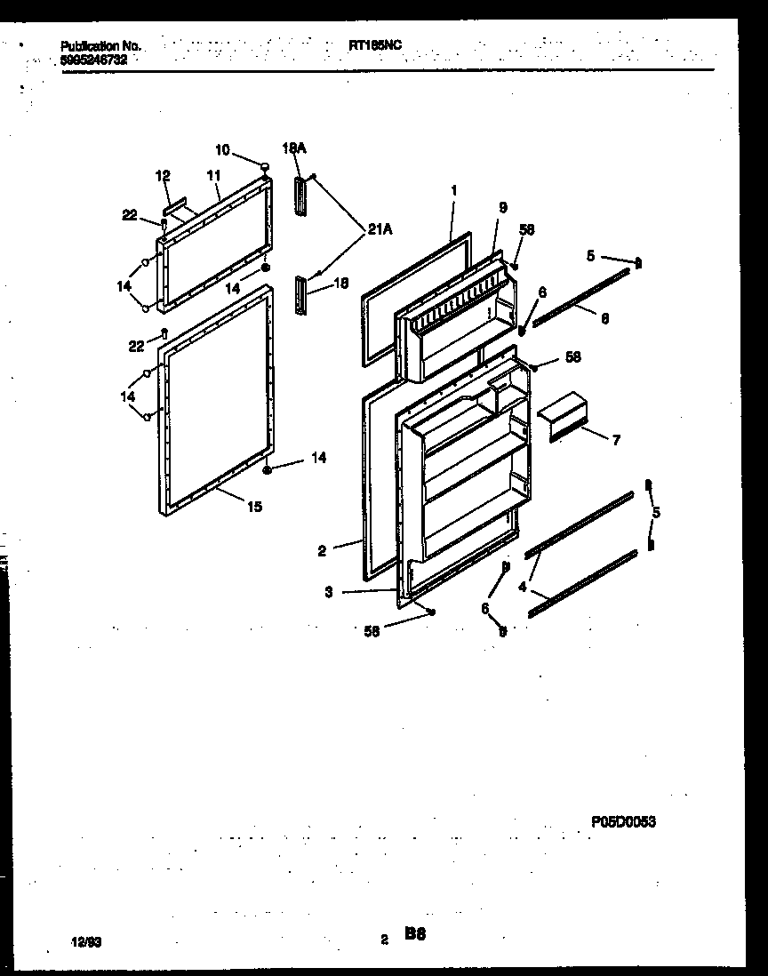 White-Westinghouse RT185NCW2 door parts diagram
