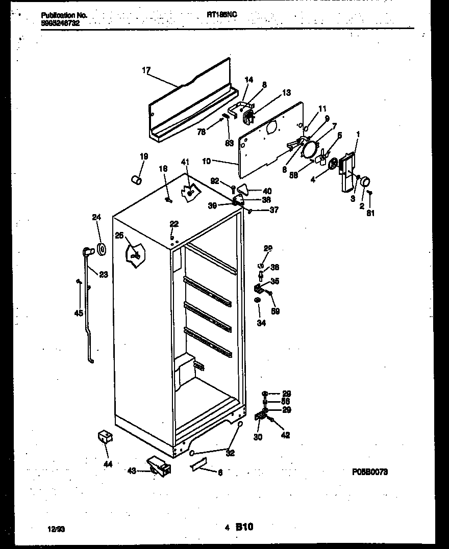 White-Westinghouse RT185NCW2 cabinet parts diagram