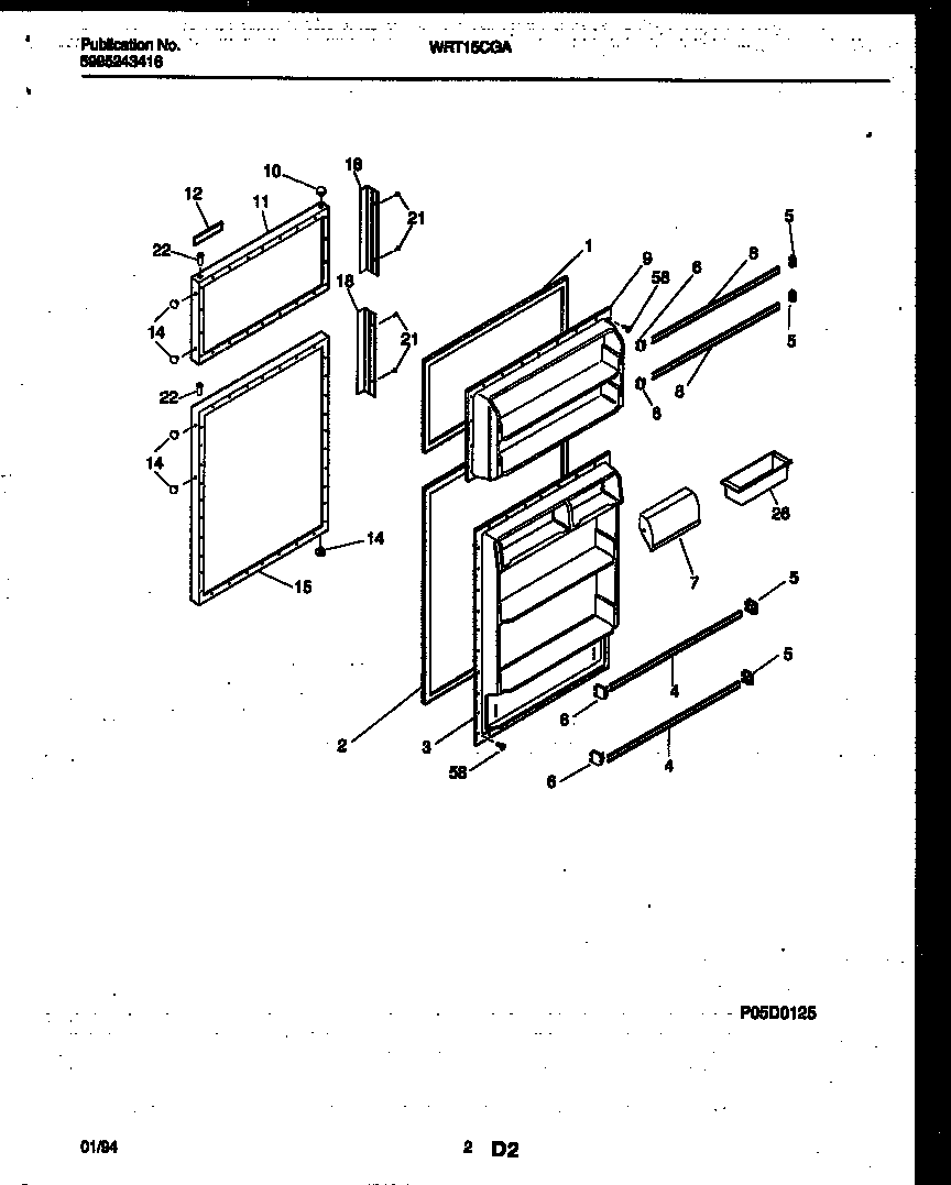 White-Westinghouse WRT15CGAW0 door parts diagram
