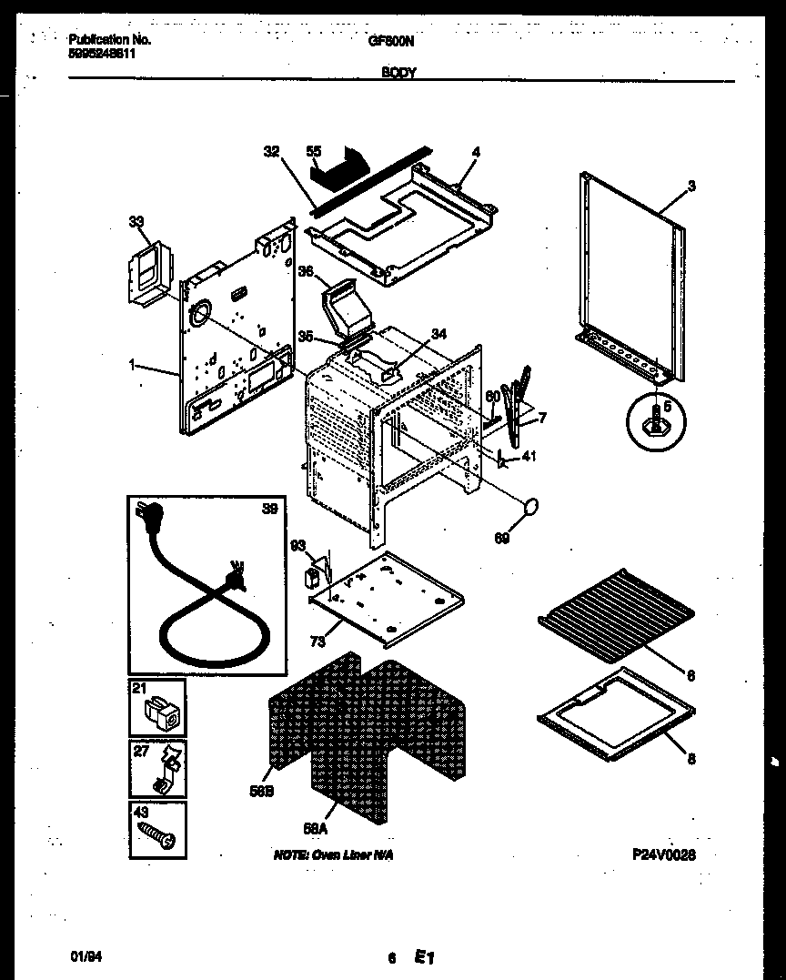 White-Westinghouse GF600NW9 body parts diagram