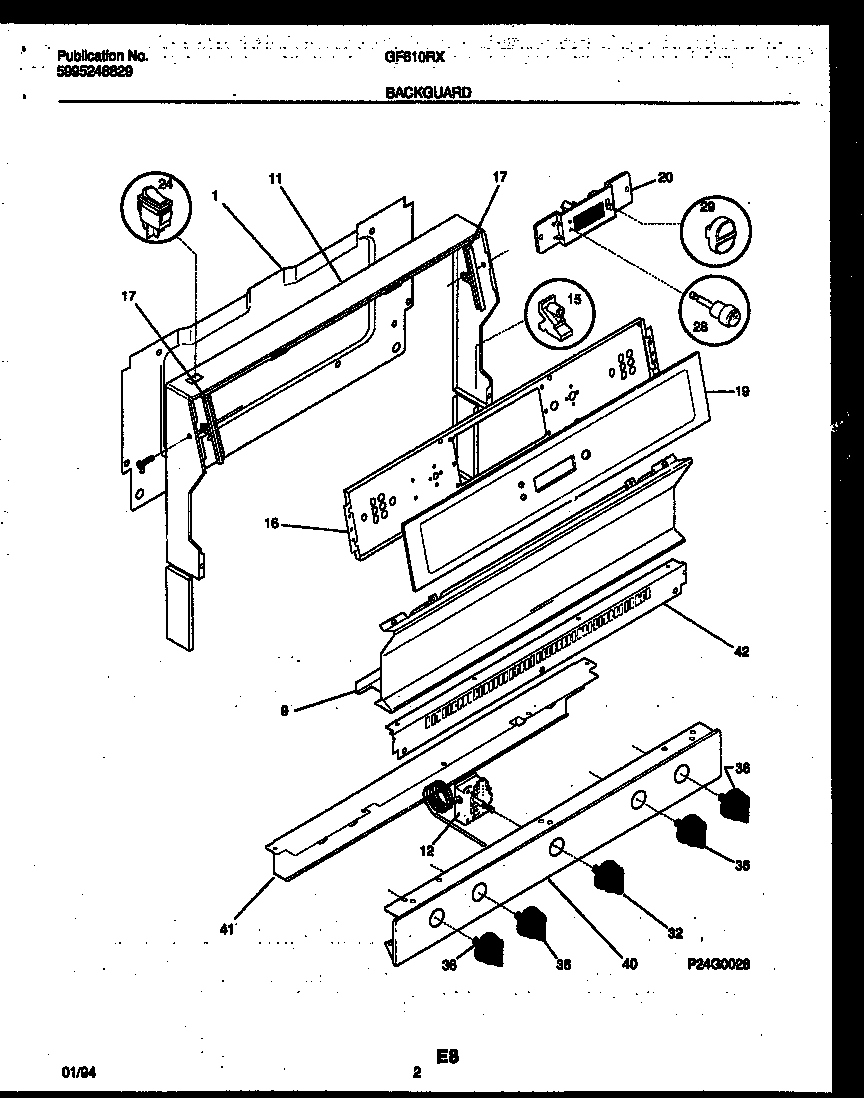 White-Westinghouse GF610RXD4 backguard diagram