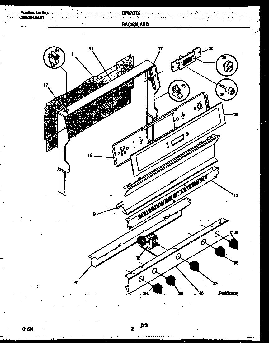 White-Westinghouse GF670RXD4 backguard diagram
