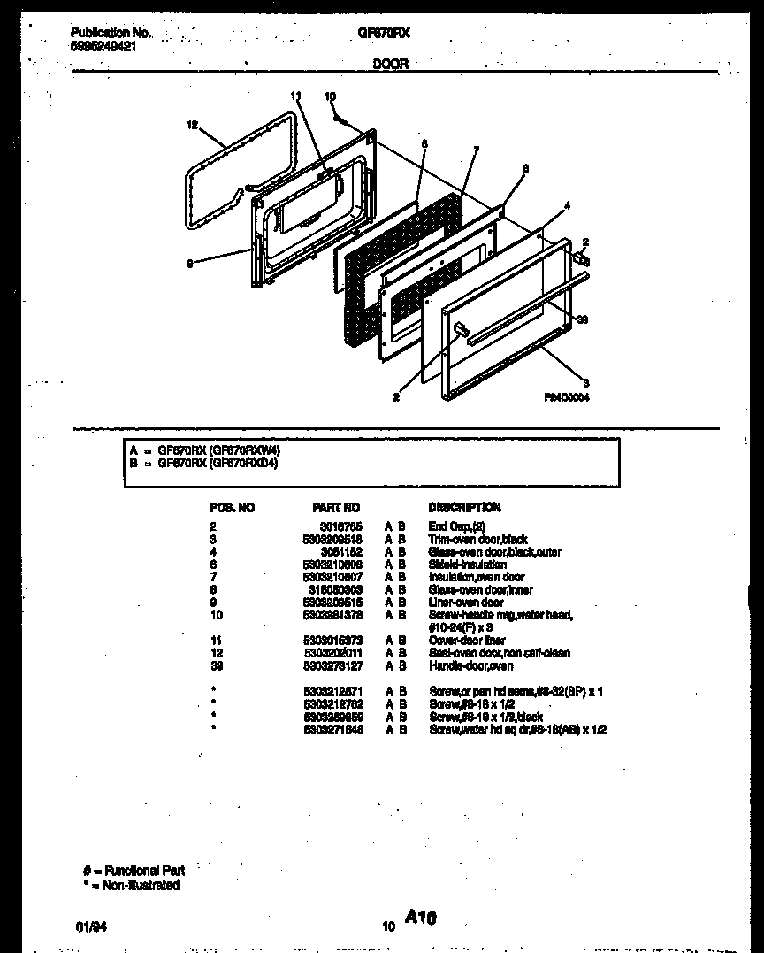 White-Westinghouse GF670RXD4 door parts diagram