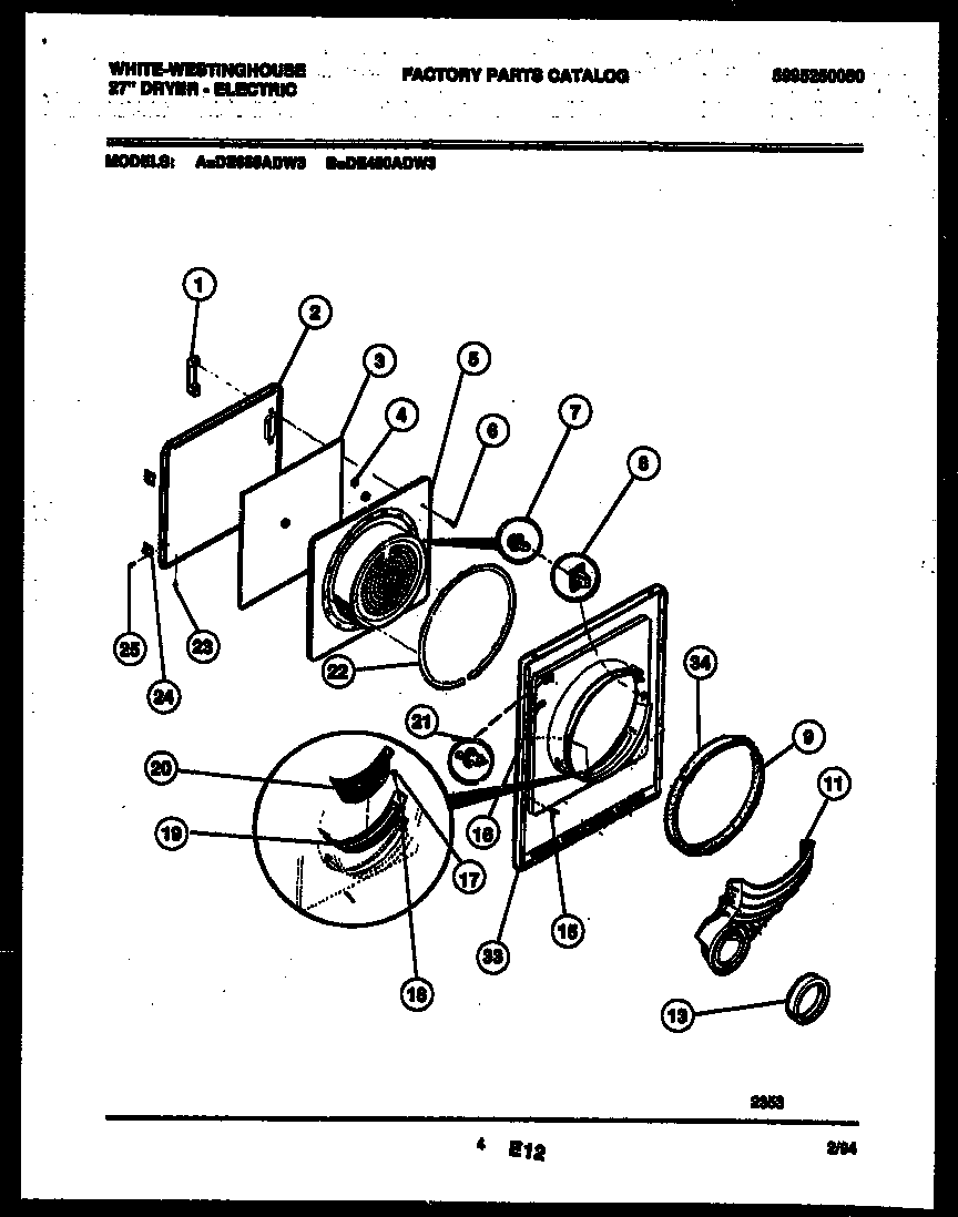 White-Westinghouse DE400ADD3 door parts diagram