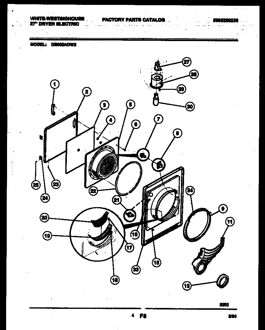 White-Westinghouse DE800ADD3 door parts diagram