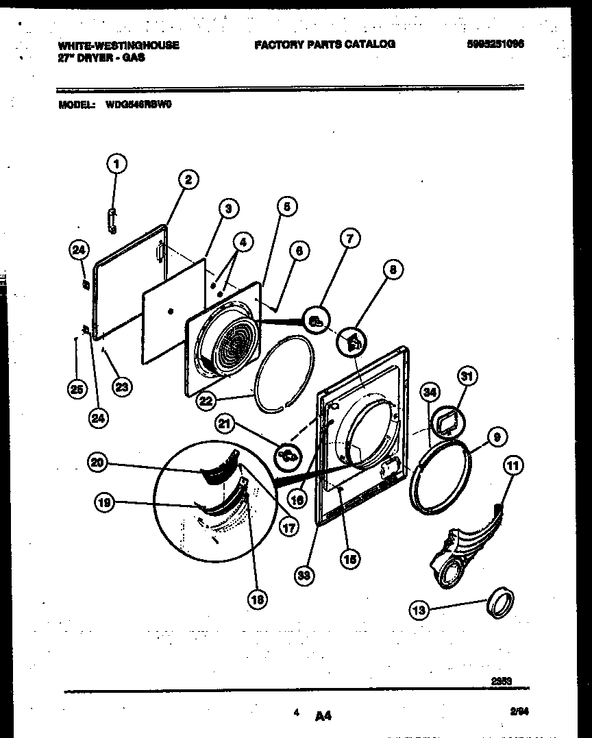 White-Westinghouse WDG546RBD0 door parts diagram