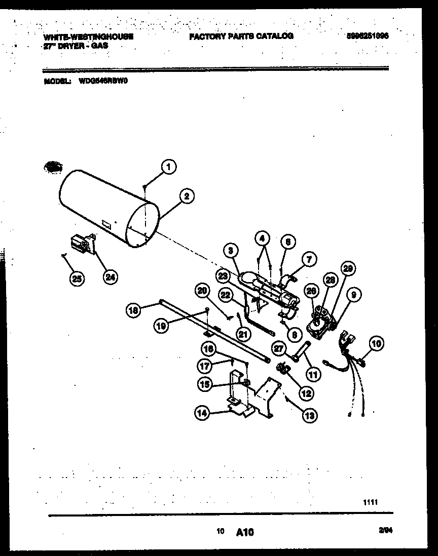 White-Westinghouse WDG546RBD0 burner, igniter and valve diagram