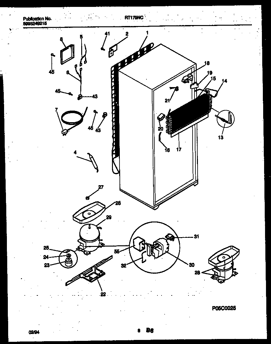 White-Westinghouse RT179NCW1 system and automatic defrost parts diagram