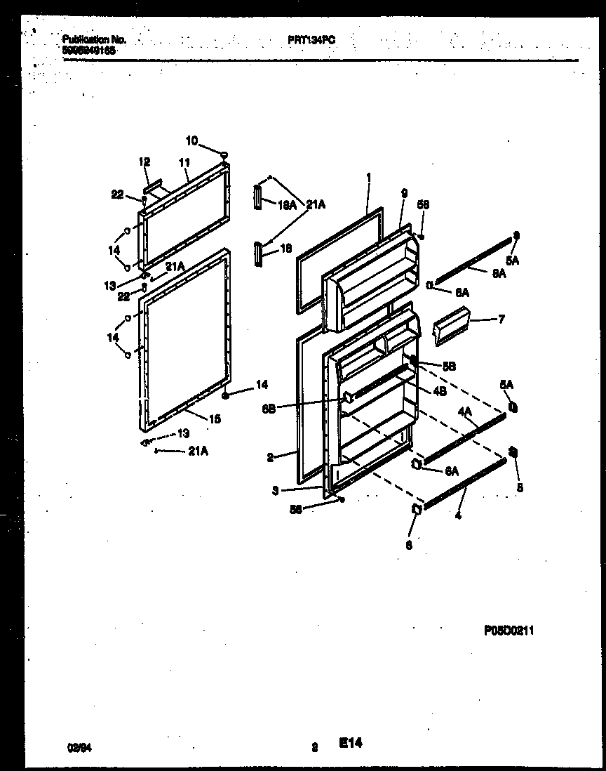 White-Westinghouse PRT134PCW2 door parts diagram
