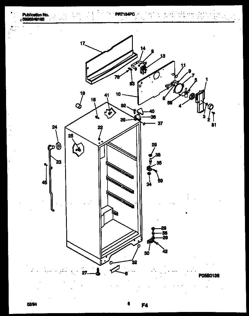White-Westinghouse PRT134PCW2 cabinet parts diagram