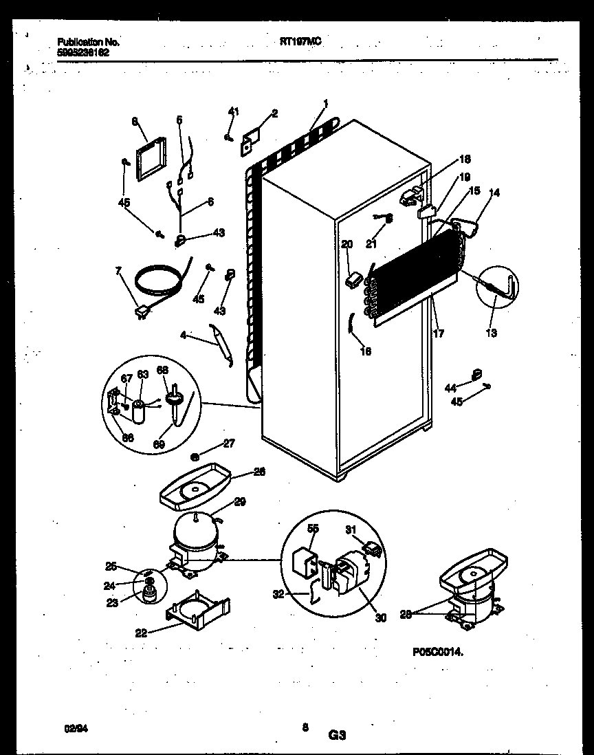 White-Westinghouse RT197MCD2 system and automatic defrost parts diagram