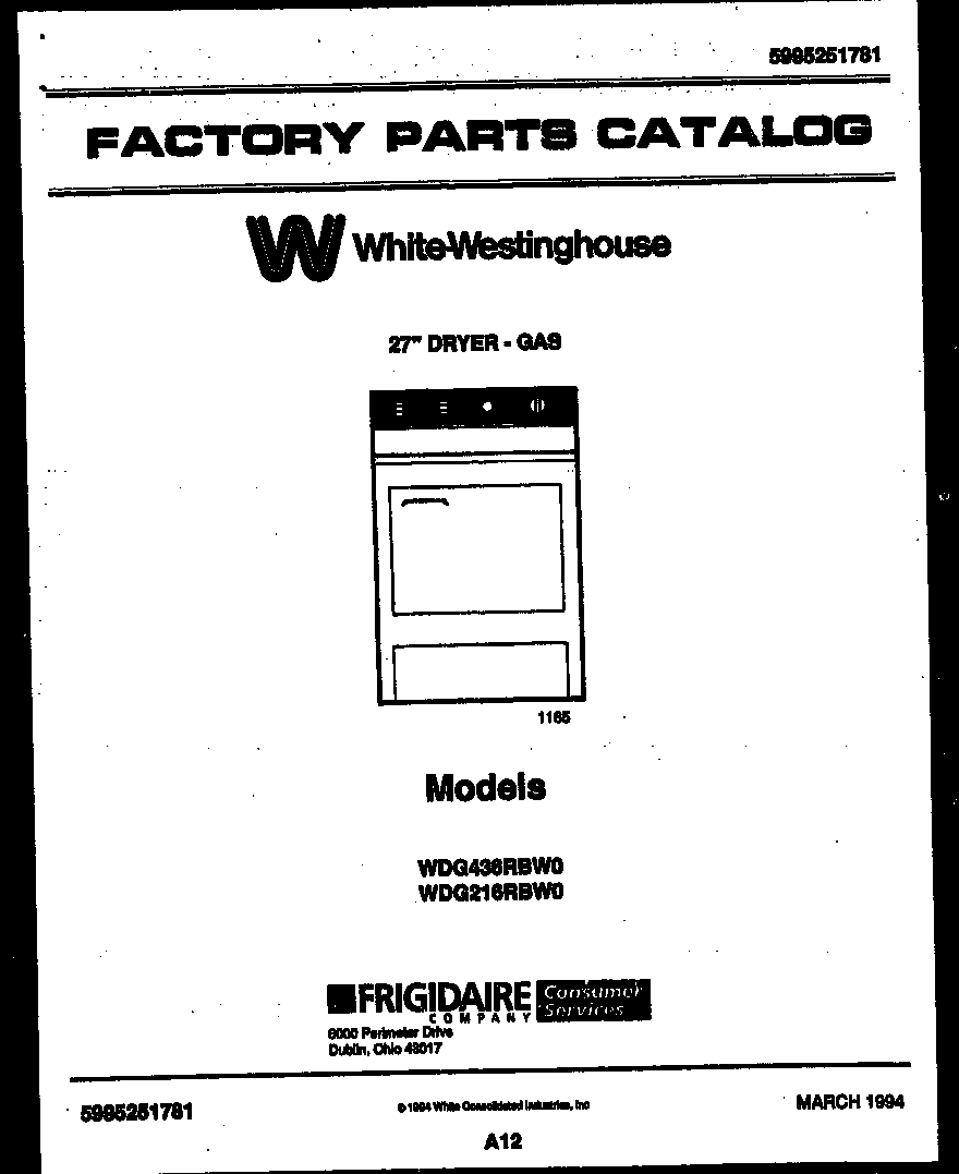 White-Westinghouse WDG216RBD0 null diagram