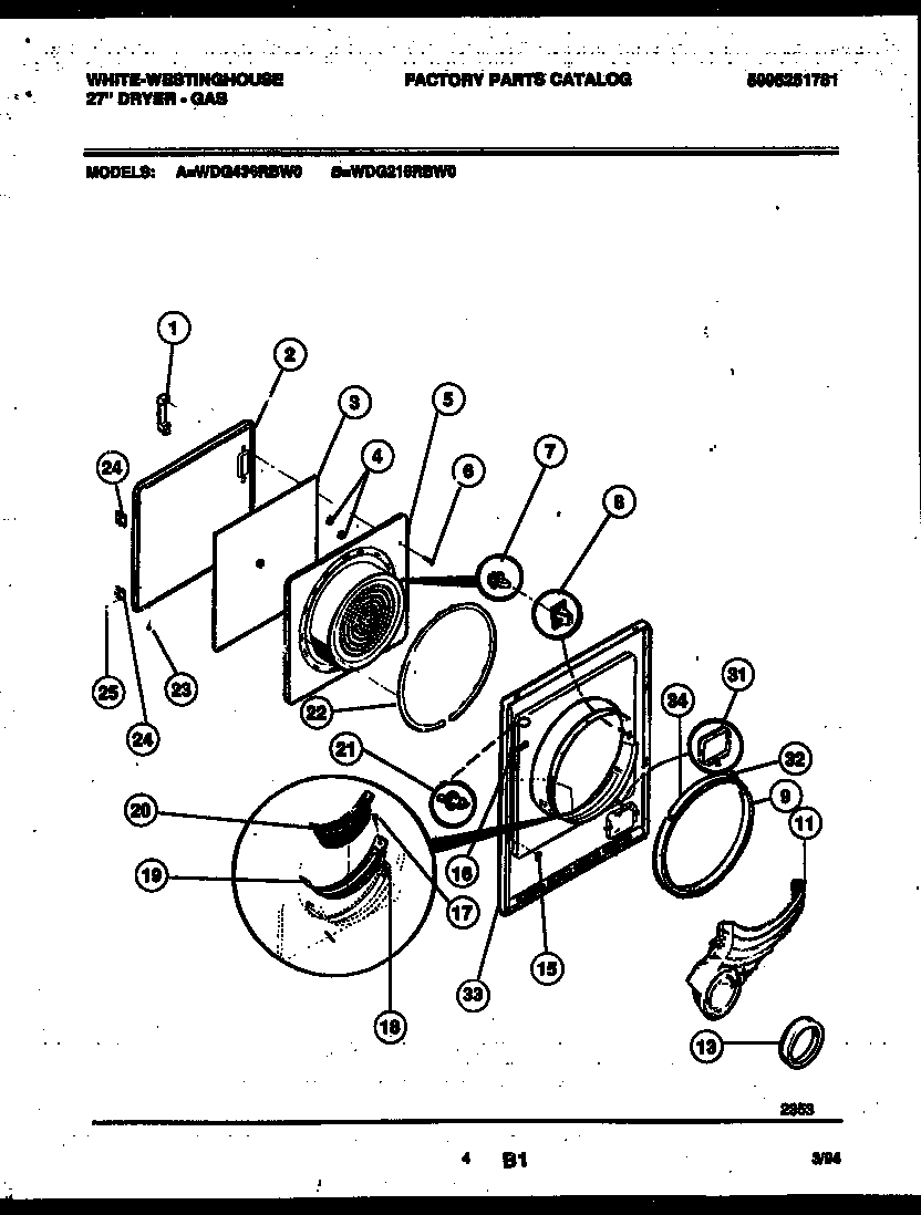White-Westinghouse WDG216RBD0 door parts diagram