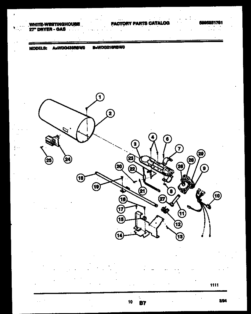 White-Westinghouse WDG216RBD0 burner, igniter and valve diagram