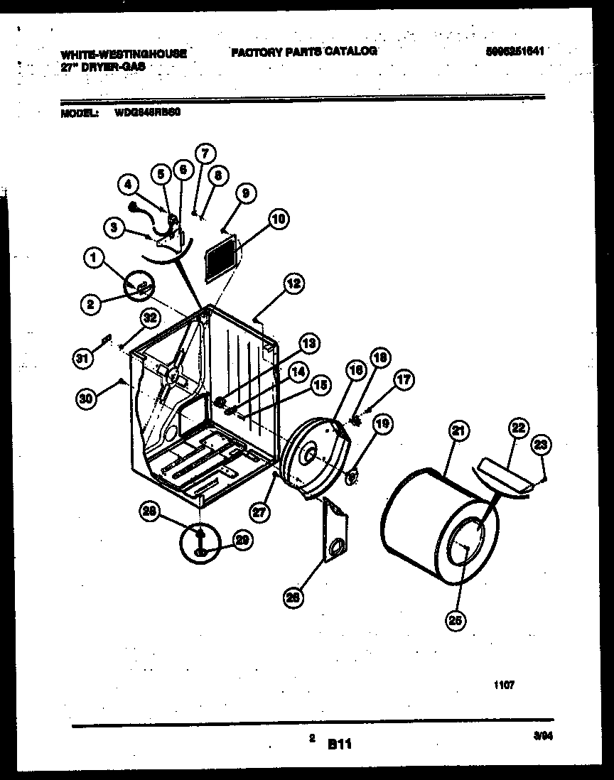 White-Westinghouse WDG646RBSD0 cabinet and component parts diagram