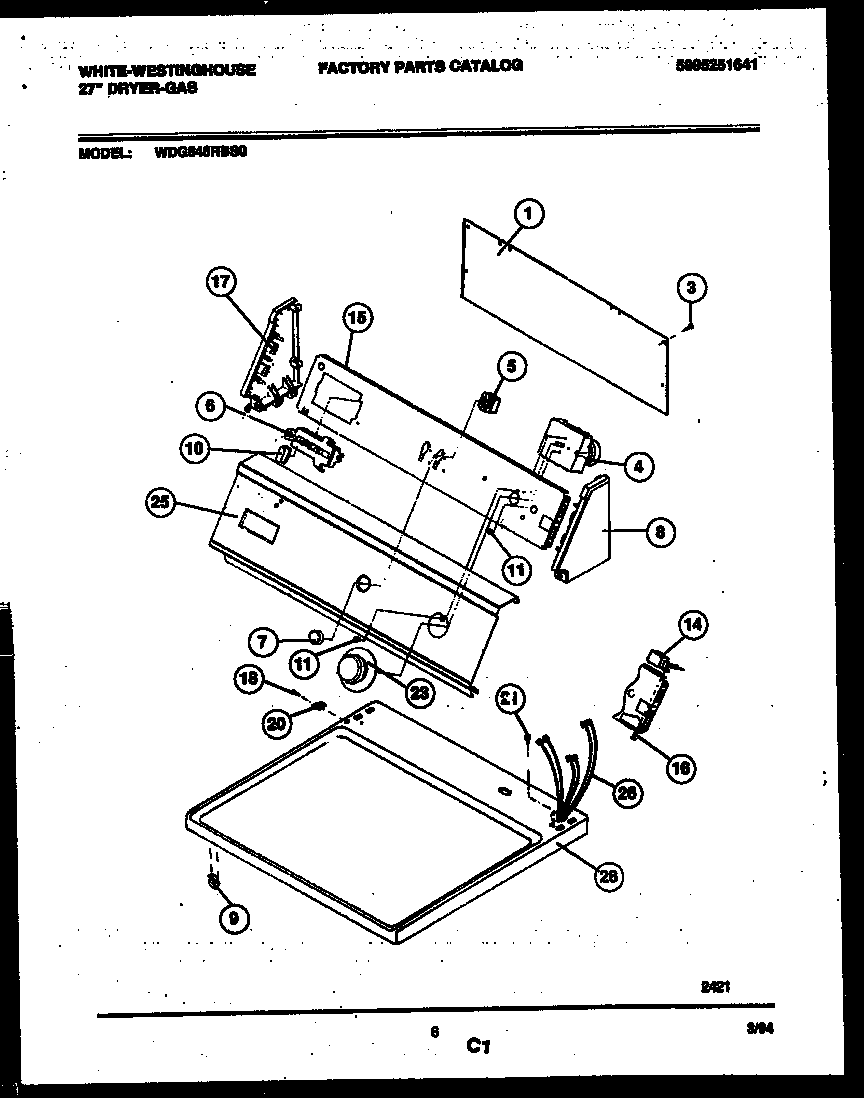 White-Westinghouse WDG646RBSD0 console and control parts diagram