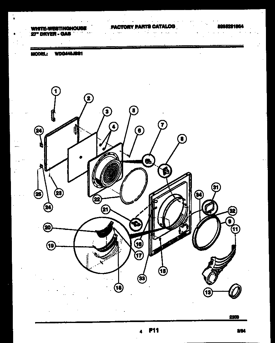 White-Westinghouse WDG446JBS1 door parts diagram