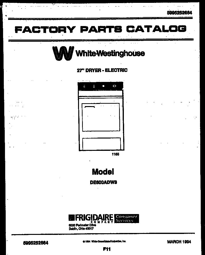 White-Westinghouse DE600ADW3 null diagram
