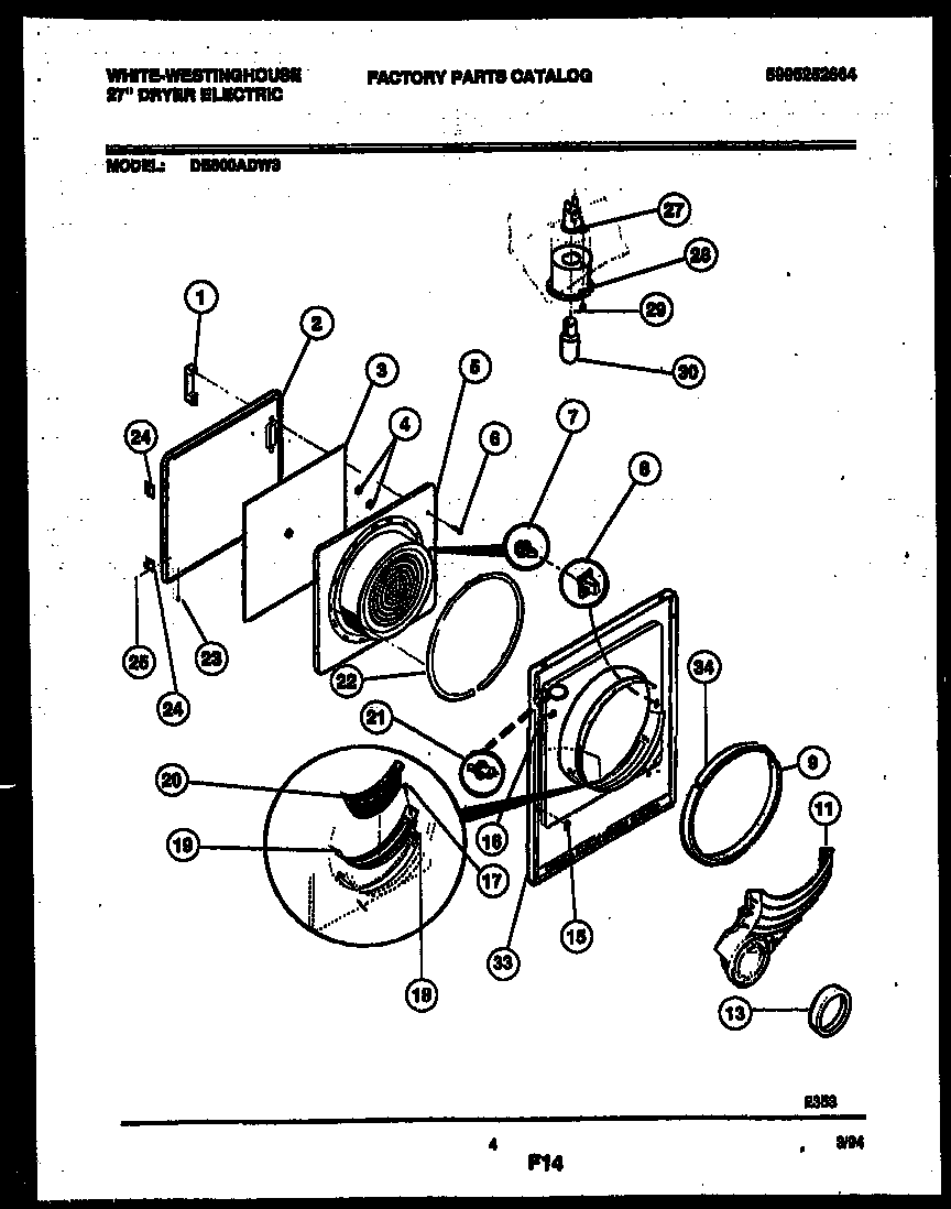 White-Westinghouse DE600ADW3 door parts diagram