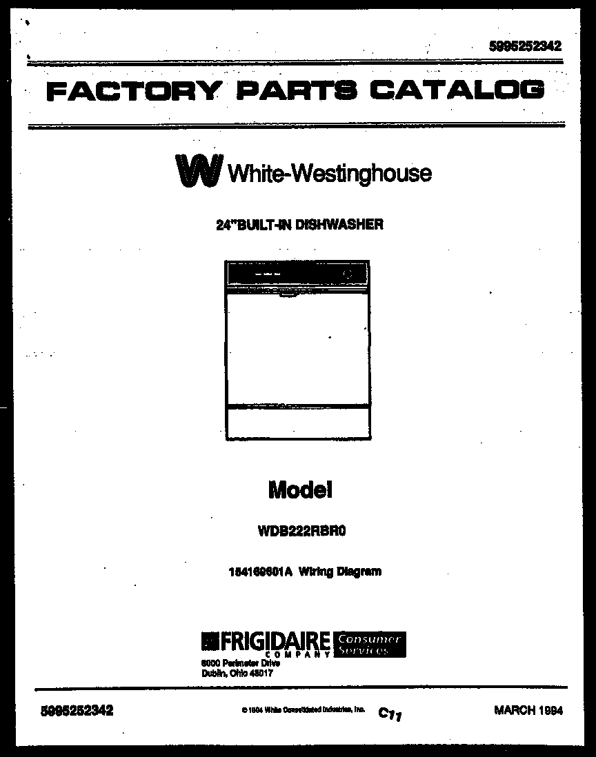 White-Westinghouse WDB222RBR0 cover sheet diagram