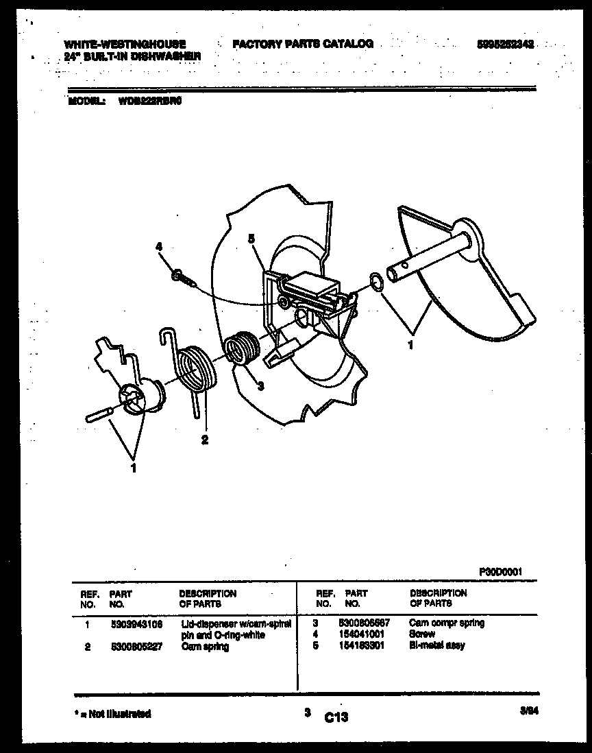 White-Westinghouse WDB222RBR0 cam diagram