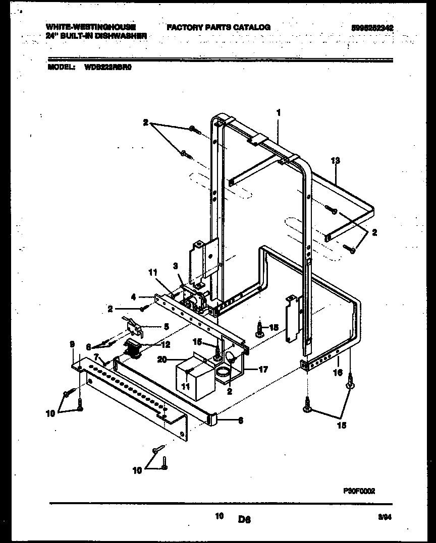 White-Westinghouse WDB222RBR0 power dry and motor parts diagram