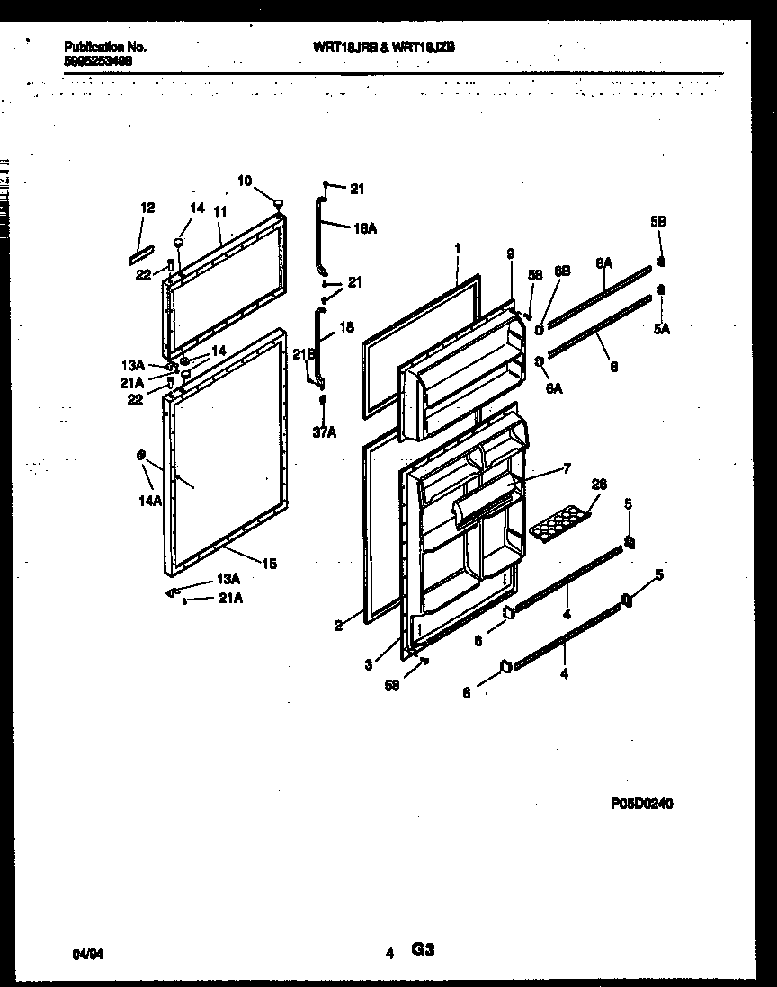 White-Westinghouse WRT18JZBW0 door parts diagram