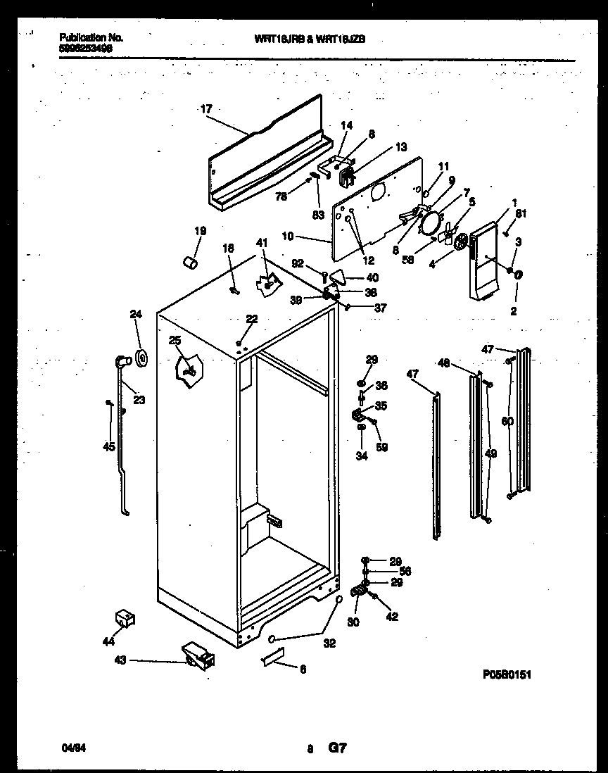 White-Westinghouse WRT18JZBW0 cabinet parts diagram