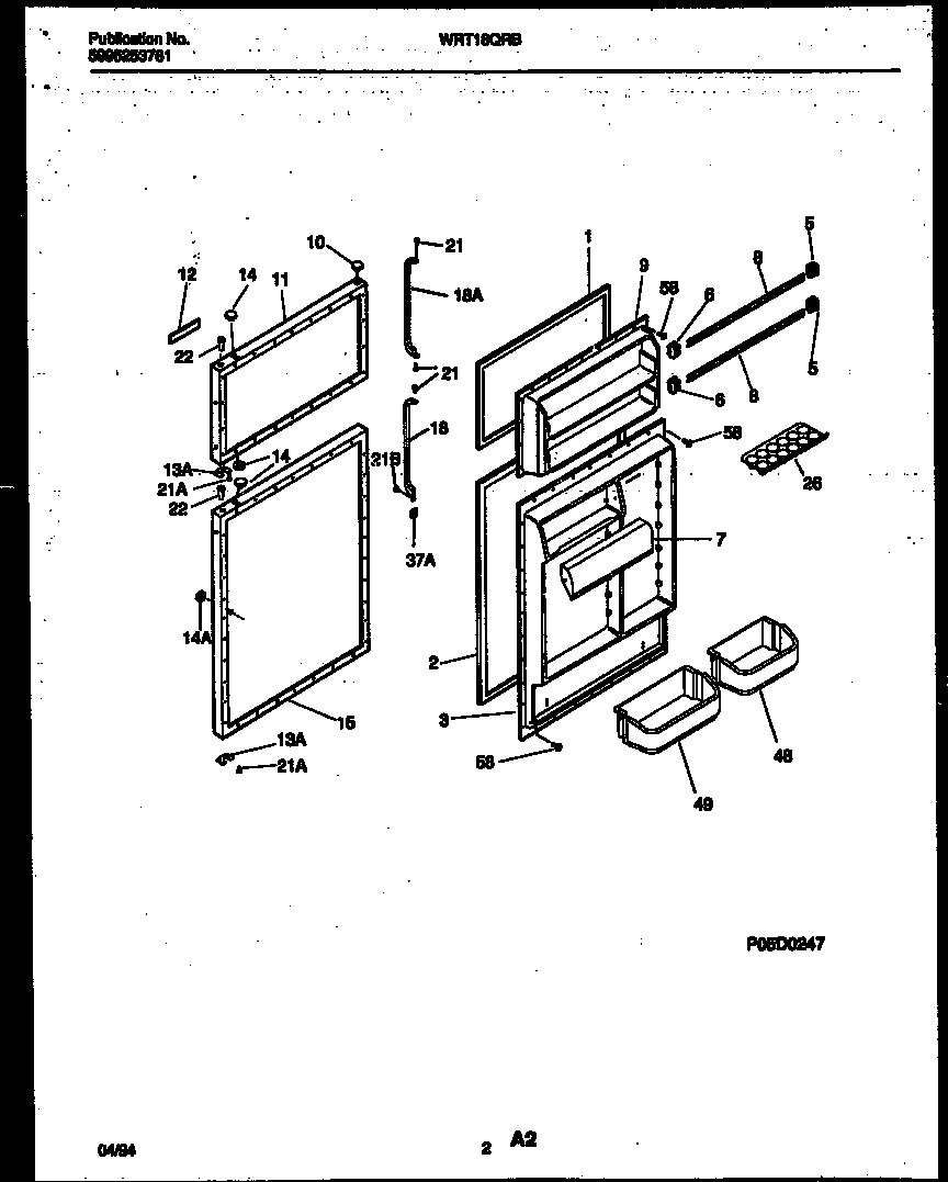 White-Westinghouse WRT18QRBD0 door parts diagram